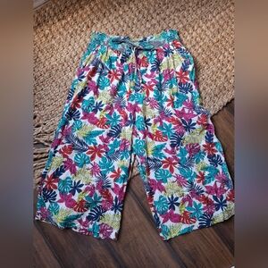 Signature studio Raypn pants Sz XL Floral Print Wide Leg Trabel Cruise Resort We